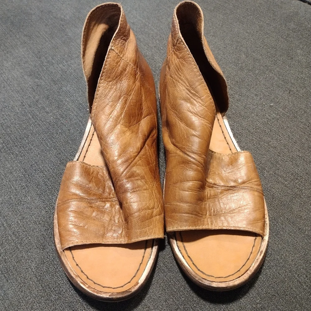 FREE PEOPLE D'orsay Distressed Leather Sandals Shoes - Picture 4 of 11